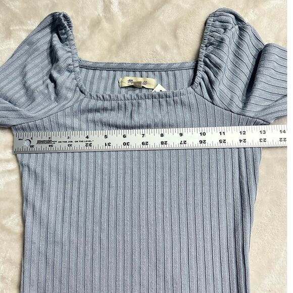 Madewell Light Gray Ribbed Long Sleeve Top - Picture 7 of 10